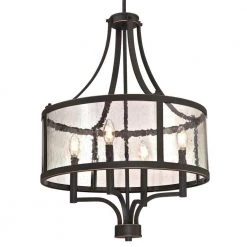 Belle View 4-Light Oil Rubbed Bronze with Highlights Chandelier with Clear Seeded Glass Drum Shade by Westinghouse -Westinghouse Shop oil rubbed bronze w highlights westinghouse chandeliers 6368400 c3 1000