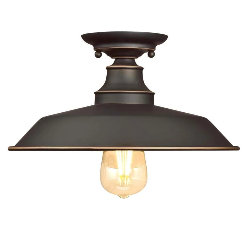 Iron Hill 12 in. 1-Light Oil Rubbed Bronze with Highlights Semi-Flush Mount by Westinghouse 2 Iron Hill 12 in. 1-Light Oil Rubbed Bronze with Highlights Semi-Flush Mount by Westinghouse - Image 2