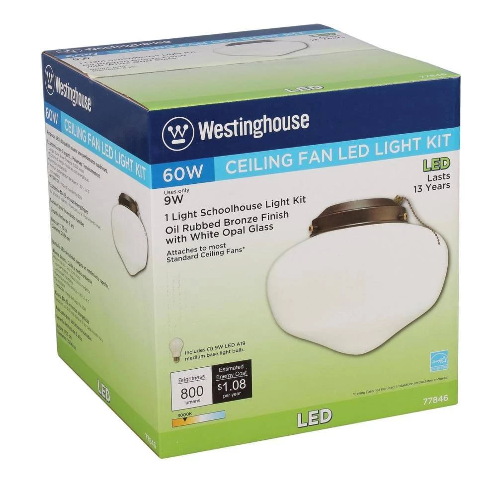 1-Light LED Schoolhouse Ceiling Fan Light Kit by Westinghouse 3 1-Light LED Schoolhouse Ceiling Fan Light Kit by Westinghouse - Image 3