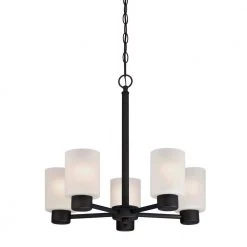 Sylvestre 5-Light Oil Rubbed Bronze Chandelier with Frosted Glass Shades by Westinghouse