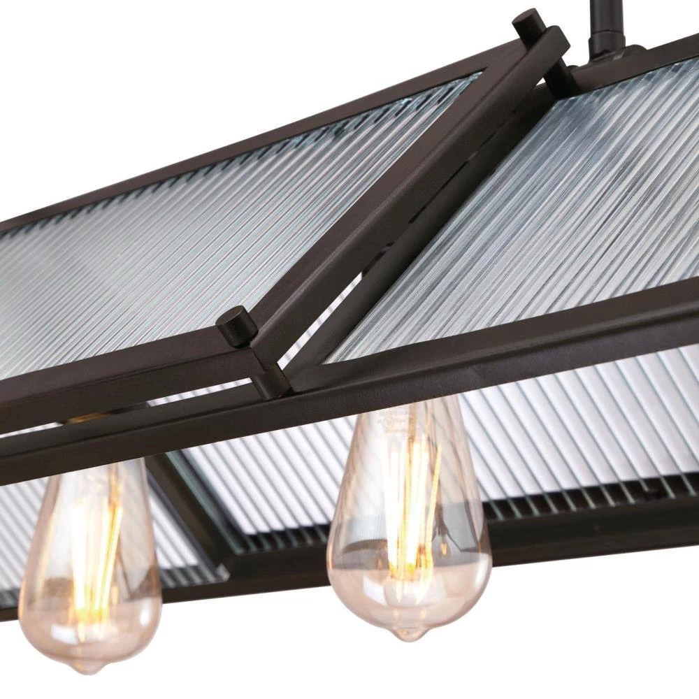 Finn 4-Light Oil Rubbed Bronze Chandelier with Clear Ribbed Glass Shades by Westinghouse 5 Finn 4-Light Oil Rubbed Bronze Chandelier with Clear Ribbed Glass Shades by Westinghouse - Image 5