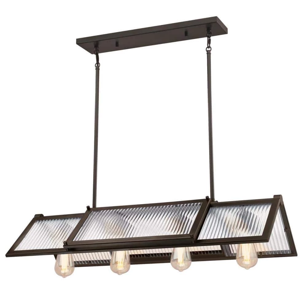 Finn 4-Light Oil Rubbed Bronze Chandelier with Clear Ribbed Glass Shades by Westinghouse 1 Finn 4-Light Oil Rubbed Bronze Chandelier with Clear Ribbed Glass Shades by Westinghouse
