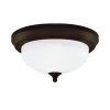 2-Light Ceiling Fixture Oil Rubbed Bronze Interior Flush-Mount with Frosted White Alabaster Glass by Westinghouse