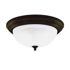 3-Light Ceiling Fixture Oil Rubbed Bronze Interior Flush-Mount with Frosted White Alabaster Glass by Westinghouse