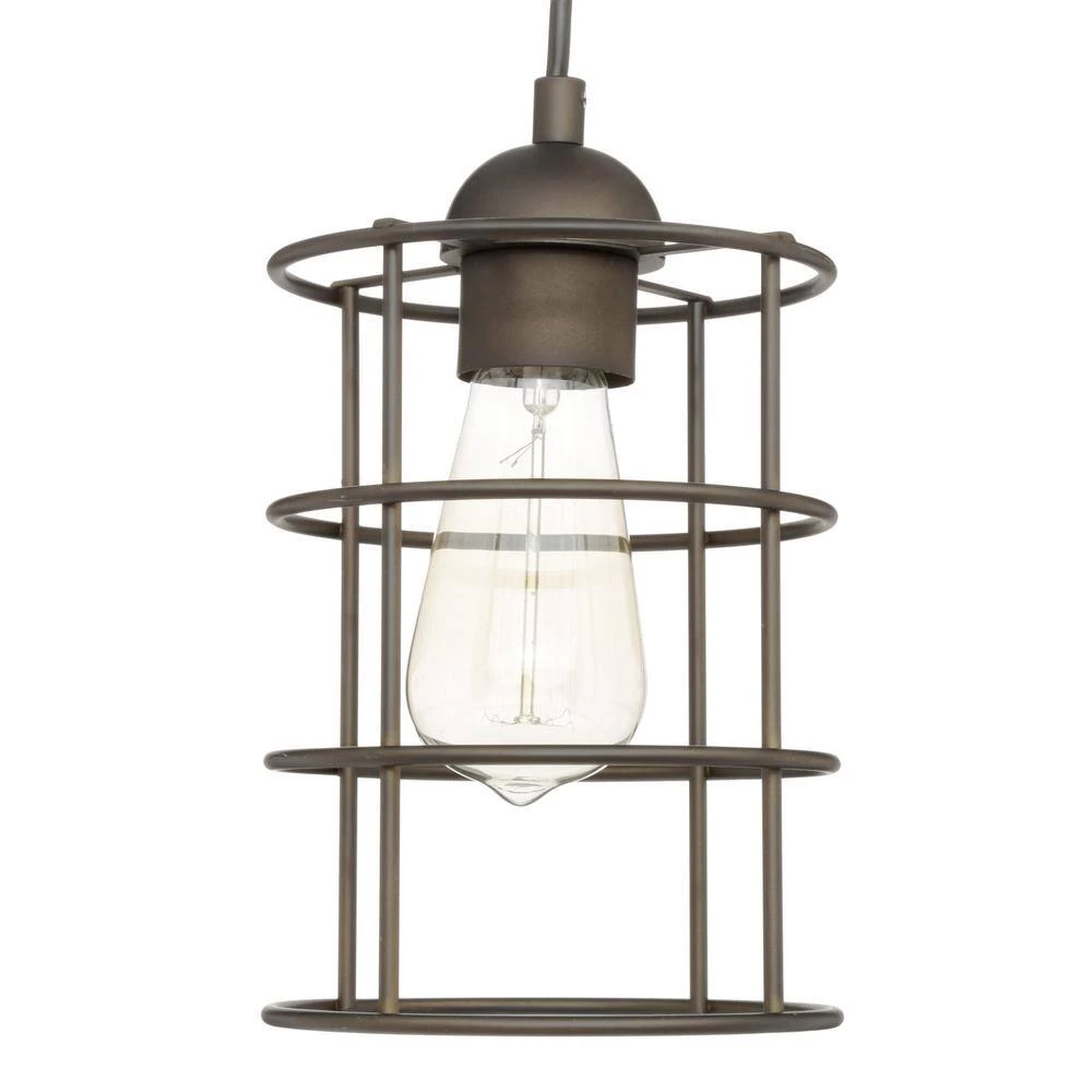 1-Light Oil Rubbed Bronze Adjustable Mini Pendant with Metal Cage Shade by Westinghouse 3 1-Light Oil Rubbed Bronze Adjustable Mini Pendant with Metal Cage Shade by Westinghouse - Image 3