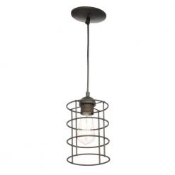 1-Light Oil Rubbed Bronze Adjustable Mini Pendant with Metal Cage Shade by Westinghouse 11 1-Light Oil Rubbed Bronze Adjustable Mini Pendant with Metal Cage Shade by Westinghouse -Westinghouse Shop oil rubbed bronze westinghouse pendant lights 6100600 a0 1000