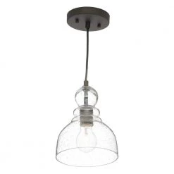 1-Light Oil Rubbed Bronze Adjustable Mini Pendant with Hand-Blown Clear Seeded Glass by Westinghouse 14 1-Light Oil Rubbed Bronze Adjustable Mini Pendant with Hand-Blown Clear Seeded Glass by Westinghouse -Westinghouse Shop oil rubbed bronze westinghouse pendant lights 6100800 40 1000