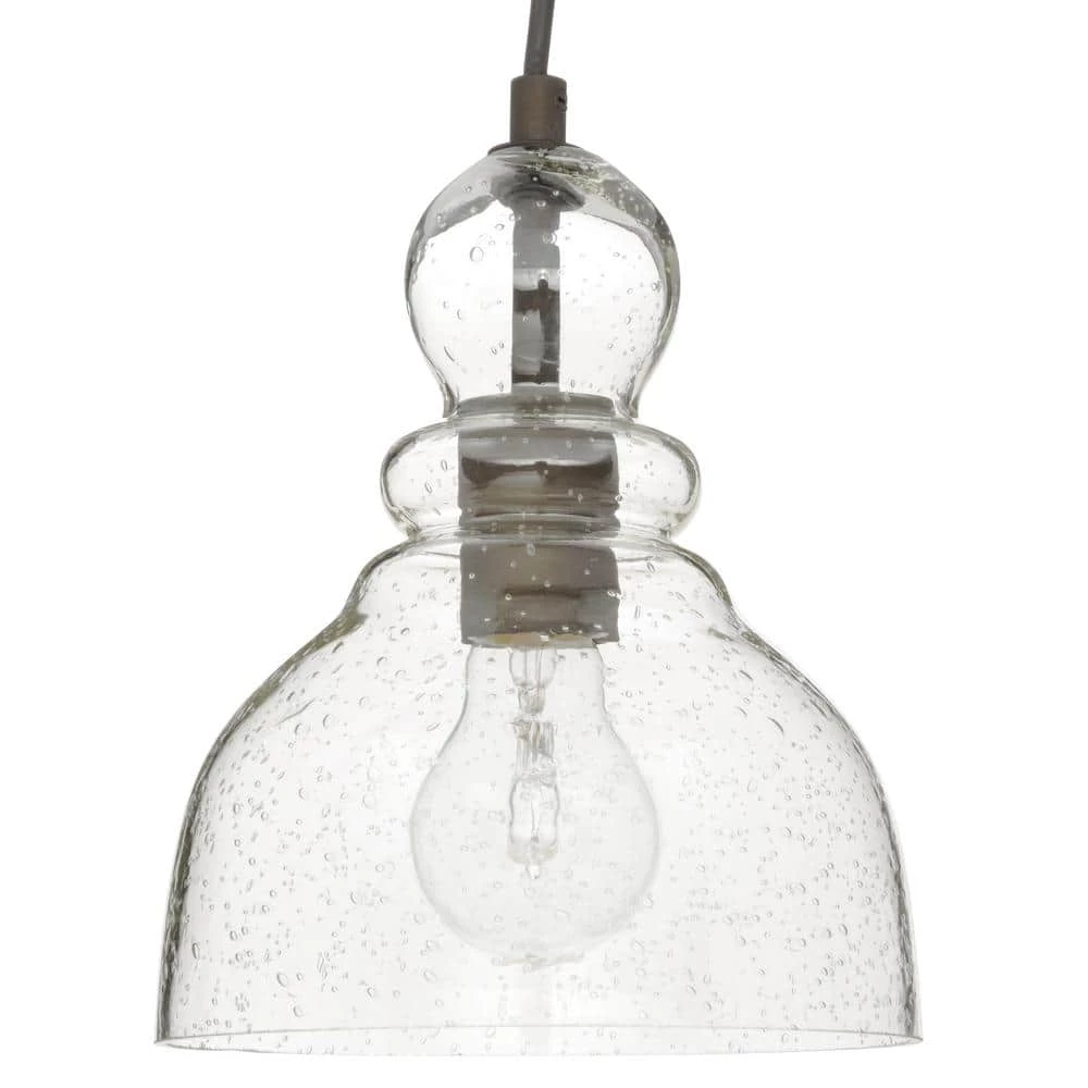 1-Light Oil Rubbed Bronze Adjustable Mini Pendant with Hand-Blown Clear Seeded Glass by Westinghouse 4 1-Light Oil Rubbed Bronze Adjustable Mini Pendant with Hand-Blown Clear Seeded Glass by Westinghouse - Image 4