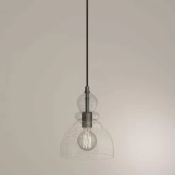 1-Light Oil Rubbed Bronze Adjustable Mini Pendant with Hand-Blown Clear Seeded Glass by Westinghouse 22 1-Light Oil Rubbed Bronze Adjustable Mini Pendant with Hand-Blown Clear Seeded Glass by Westinghouse -Westinghouse Shop oil rubbed bronze westinghouse pendant lights 6100800 fa 1000