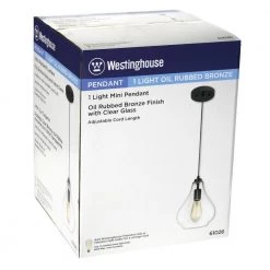 1-Light Oil Rubbed Bronze Adjustable Mini Pendant with Hand-Blown Clear Glass by Westinghouse 23 1-Light Oil Rubbed Bronze Adjustable Mini Pendant with Hand-Blown Clear Glass by Westinghouse -Westinghouse Shop oil rubbed bronze westinghouse pendant lights 6102600 4f 1000
