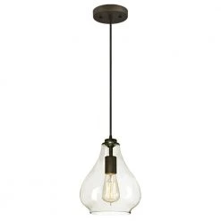 1-Light Oil Rubbed Bronze Adjustable Mini Pendant with Hand-Blown Clear Glass by Westinghouse