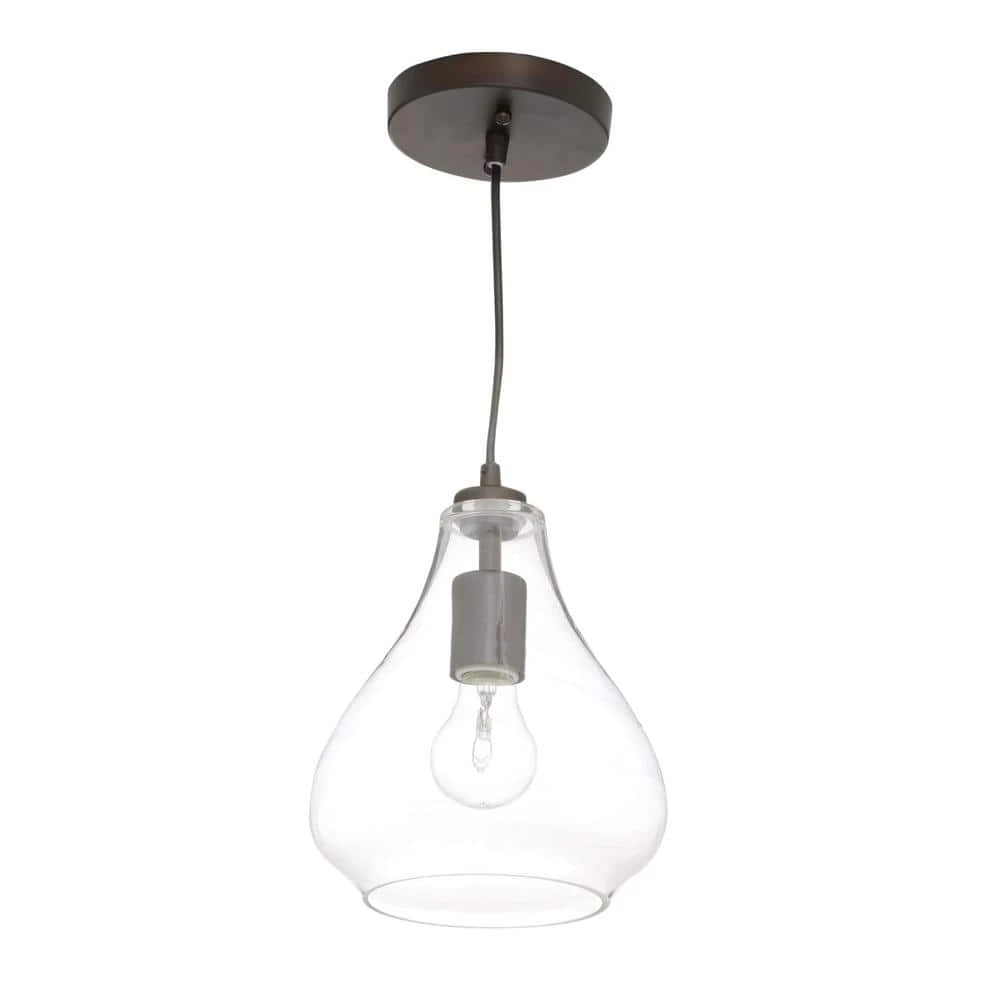 1-Light Oil Rubbed Bronze Adjustable Mini Pendant with Hand-Blown Clear Glass by Westinghouse 4 1-Light Oil Rubbed Bronze Adjustable Mini Pendant with Hand-Blown Clear Glass by Westinghouse - Image 4