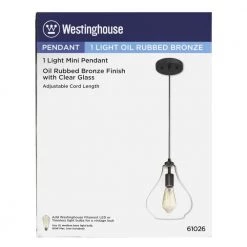 1-Light Oil Rubbed Bronze Adjustable Mini Pendant with Hand-Blown Clear Glass by Westinghouse 22 1-Light Oil Rubbed Bronze Adjustable Mini Pendant with Hand-Blown Clear Glass by Westinghouse -Westinghouse Shop oil rubbed bronze westinghouse pendant lights 6102600 c3 1000
