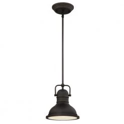 Boswell 1-Light Oil Rubbed Bronze with Highlights LED Mini Pendant with Frosted Prismatic Acrylic Lens by Westinghouse