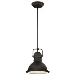 Boswell 1-Light Oil Rubbed Bronze with Highlights LED Mini Pendant with Frosted Prismatic Acrylic Lens by Westinghouse