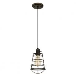 Nolan 1-Light Oil Rubbed Bronze Mini Pendant with Cage Shade by Westinghouse -Westinghouse Shop oil rubbed bronze westinghouse pendant lights 6323600 4f 1000
