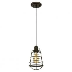 Nolan 1-Light Oil Rubbed Bronze Mini Pendant with Cage Shade by Westinghouse