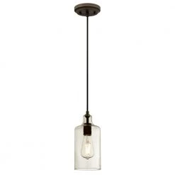 Carmen 1-Light Oil Rubbed Bronze Mini Pendant with Clear Textured Glass Shade by Westinghouse