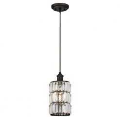 Sophie 1-Light Oil Rubbed Bronze Mini Pendant with Crystal Prism Shade by Westinghouse