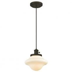 Wanda 1-Light Oil Rubbed Bronze Mini Pendant with Frosted Opal Glass Shade by Westinghouse