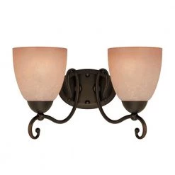 2-Light Oil Rubbed Bronze Interior Wall Fixture with Aged Alabaster Glass by Westinghouse