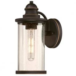 Vicksburg Medium 1-Light Oil Rubbed Bronze with Highlights Outdoor Wall Mount Lantern with Clear Seeded Glass by Westinghouse