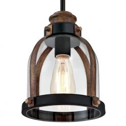 Cindy 1-Light Oil Rubbed Bronze and Barnwood Mini Pendant with Clear Seeded Glass Shade by Westinghouse -Westinghouse Shop orb and barnwood westinghouse pendant lights 6356300 c3 1000
