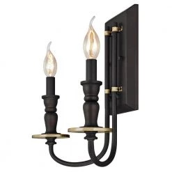 Cresting 2-Light Oil Rubbed Bronze with Antique Brass Wall Mount Bath Light by Westinghouse -Westinghouse Shop orb with ant brs westinghouse vanity lighting 6350100 4f 1000