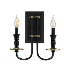 Cresting 2-Light Oil Rubbed Bronze with Antique Brass Wall Mount Bath Light by Westinghouse