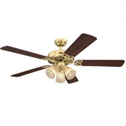 Vintage 52 in. LED Indoor Polished Brass Ceiling Fan with Light Kit by Westinghouse