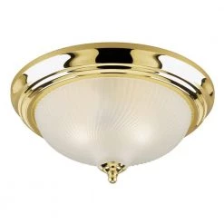 2-Light Ceiling Fixture Polished Brass Interior Flush-Mount with Frosted Swirl Glass by Westinghouse