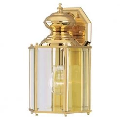 1-Light Polished Brass on Solid Brass Steel Exterior Wall Lantern Sconce with Clear Beveled Glass Panels by Westinghouse