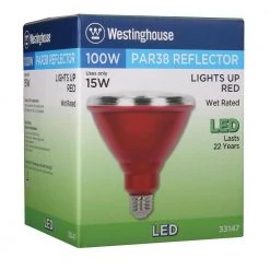 100W Equivalent Red PAR38 LED Weatherproof Flood Light Bulb by Westinghouse 10 100W Equivalent Red PAR38 LED Weatherproof Flood Light Bulb by Westinghouse -Westinghouse Shop red westinghouse colored light bulbs 3314700 4f 1000