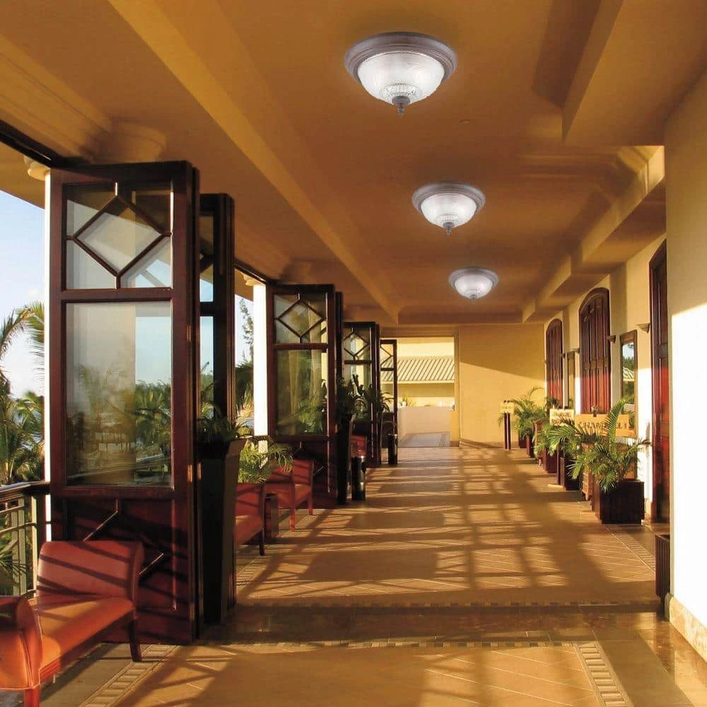 2-Light Sienna Interior Ceiling Flush Mount with Embossed Floral and Leaf Design Glass by Westinghouse 2 2-Light Sienna Interior Ceiling Flush Mount with Embossed Floral and Leaf Design Glass by Westinghouse - Image 2