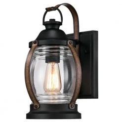 Default 48 Canyon 1-Light Textured Black and Barnwood Outdoor Wall Lantern Sconce by Westinghouse