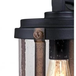 Armin 1-Light Textured Black with Barnwood Accents Outdoor Wall Lantern Sconce by Westinghouse -Westinghouse Shop textured black bar westinghouse outdoor sconces 6358800 4f 1000