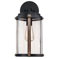 Armin 1-Light Textured Black with Barnwood Accents Outdoor Wall Lantern Sconce by Westinghouse -Westinghouse Shop textured black bar westinghouse outdoor sconces 6358800 c3 1000