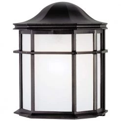 1-Light Textured Black on Cast Aluminum Exterior Wall Lantern Sconce with White Acrylic Lens by Westinghouse