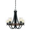 Barnwell 5-Light Textured Iron and Barnwood Chandelier with Clear Hammered Glass Shades by Westinghouse