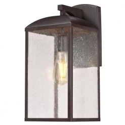 Piazza Medium 1-Light Victorian Bronze Outdoor Wall Mount Lantern with Clear Seeded Glass by Westinghouse