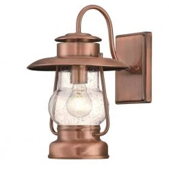 Santa Fe Medium 1-Light Washed Copper Outdoor Wall Mount Lantern with Clear Seeded Glass by Westinghouse