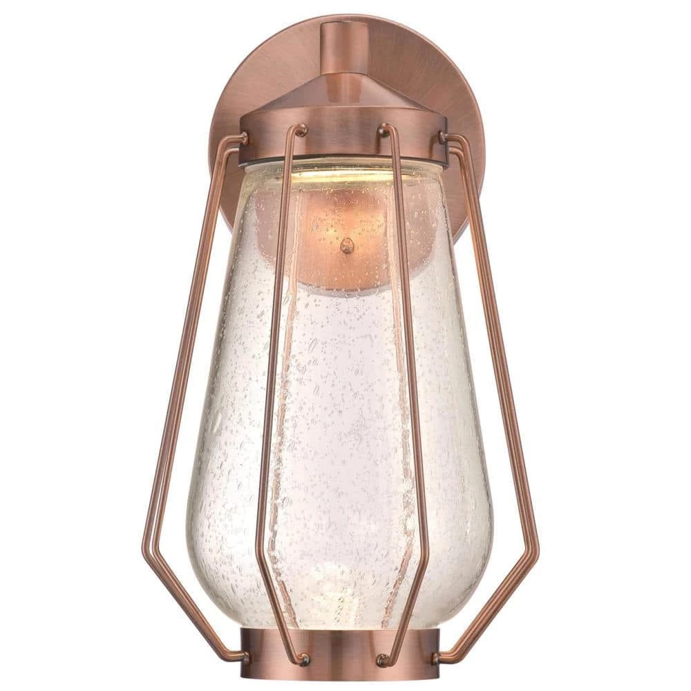 Corina Medium 1-Light Washed Copper LED Outdoor Wall Mount Lantern with Clear Seeded Glass by Westinghouse 3 Corina Medium 1-Light Washed Copper LED Outdoor Wall Mount Lantern with Clear Seeded Glass by Westinghouse - Image 3