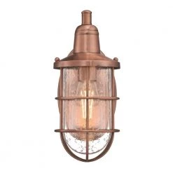 Crestview 1-Light Washed Copper Outdoor Wall Mount Lantern with Clear Seeded Glass by Westinghouse -Westinghouse Shop washed copper westinghouse outdoor sconces 6580600 1f 1000