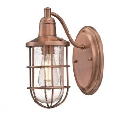 Crestview 1-Light Washed Copper Outdoor Wall Mount Lantern with Clear Seeded Glass by Westinghouse