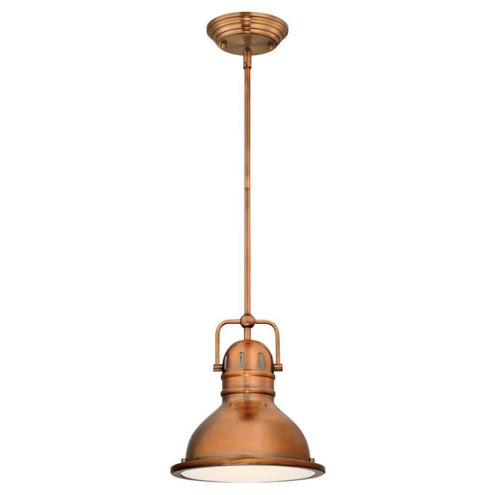 Boswell 1-Light Washed Copper LED Mini Pendant with Frosted Prismatic Acrylic Lens by Westinghouse 1 Boswell 1-Light Washed Copper LED Mini Pendant with Frosted Prismatic Acrylic Lens by Westinghouse