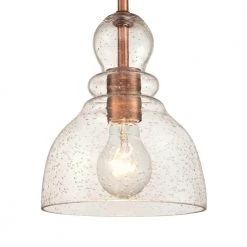 Fiona 1-Light Washed Copper Mini Pendant with Clear Seeded Glass Shade by Westinghouse -Westinghouse Shop washed copper westinghouse pendant lights 6356400 c3 1000