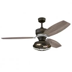 Thurlow LED 54 in. LED Weathered Bronze Ceiling Fan with Light Fixture and Remote Control by Westinghouse