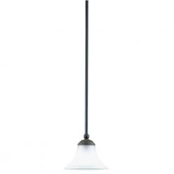 1-Light Weathered Bronze Interior Mini Pendant with Frosted Glass by Westinghouse