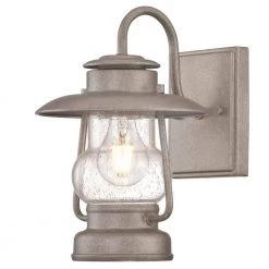Santa Fe Small 1-Light Weathered Steel Outdoor Wall Mount Lantern with Clear Seeded Glass by Westinghouse