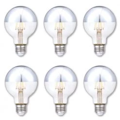 40-Watt Equivalent G25 Dimmable Half Chrome Edison Filament LED Light Bulb Soft White (6-Pack) by Westinghouse